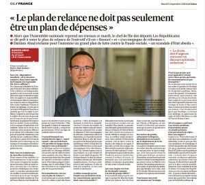 Plan de relance des républicains Damien Abad