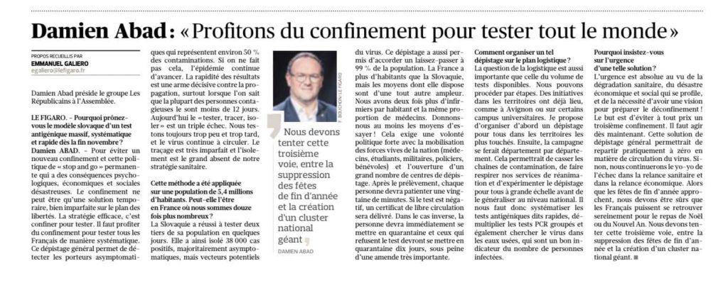 Damien ABAD Dépistage massif